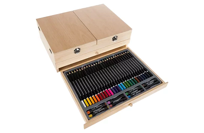Zestaw malarski w drewnianej walizce – 83 elementy