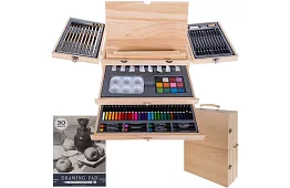 Zestaw malarski w drewnianej walizce – 83 elementy