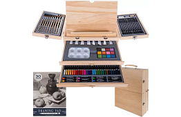 Zestaw malarski w drewnianej walizce – 83 elementy