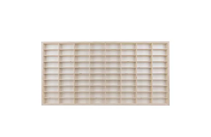 Drewniana półka – organizer na samochodziki – 80 przegródek