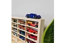 Drewniana półka – organizer na samochodziki – 80 przegródek