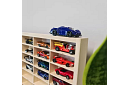 Drewniana półka – organizer na samochodziki – 80 przegródek