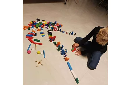 Drewniane domino – duży zestaw 407 szt. + torba