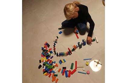 Drewniane domino – duży zestaw 407 szt. + torba