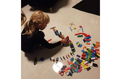 Drewniane domino – duży zestaw 407 szt. + torba