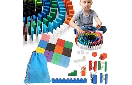 Drewniane domino – duży zestaw 407 szt. + torba