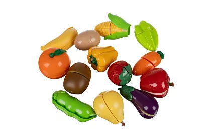 Zestaw warzyw i owoców do krojenia z akcesoriami