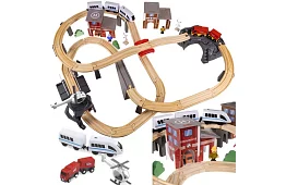 Drewniana kolej - tor kolejowy na baterie 4,8 metra