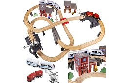 Drewniana kolej - tor kolejowy na baterie 4,8 metra