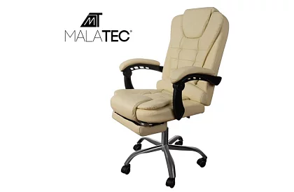 Fotel biurowy z wysuwaną podnóżkiem - kremowy