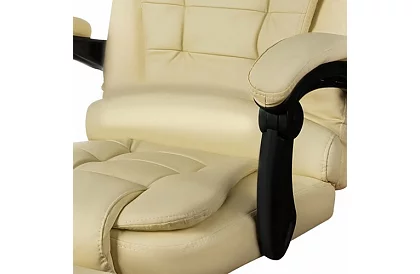 Fotel biurowy z wysuwaną podnóżkiem - kremowy