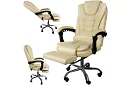 Fotel biurowy z wysuwaną podnóżkiem - kremowy