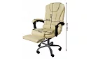 Fotel biurowy z wysuwaną podnóżkiem - kremowy