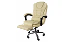 Fotel biurowy z wysuwaną podnóżkiem - kremowy