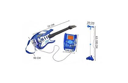 Zestaw muzyczny – niebieski - gitara + wzmacniacz + mikrofon