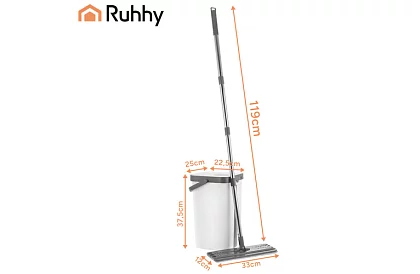 Praktyczny płaski mop + wiadro 11 litrów – dwukomorowe z akcesoriami