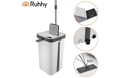 Praktyczny płaski mop + wiadro 11 litrów – dwukomorowe z akcesoriami