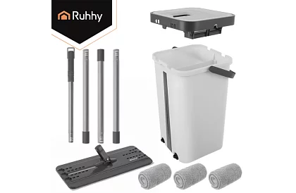 Praktyczny płaski mop + wiadro 11 litrów – dwukomorowe z akcesoriami