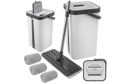 Praktyczny płaski mop + wiadro 11 litrów – dwukomorowe z akcesoriami