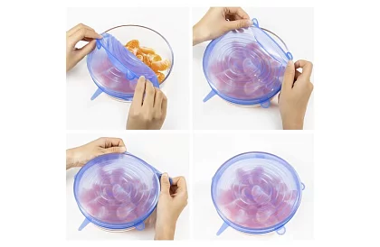 Silikonowe nakrętki do uszczelniania pojemników – zestaw 6 szt.