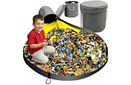 Praktyczny kosz na zabawki z matą do zabawy