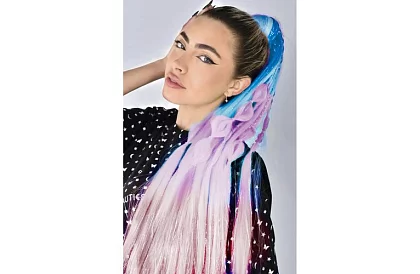 Syntetyczne ombre warkocze na włosy błyszczące – fioletowo-niebieskie