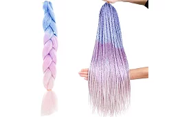 Syntetyczne ombre warkocze na włosy błyszczące – fioletowo-niebieskie