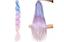 Syntetyczne ombre warkocze na włosy błyszczące – fioletowo-niebieskie