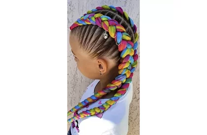 Syntetyczne ombre warkocze na włosy – tęczowe