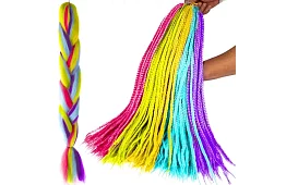 Syntetyczne ombre warkocze na włosy – tęczowe