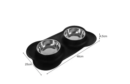 Podwójna miska z podkładką – 2 × 450 ml