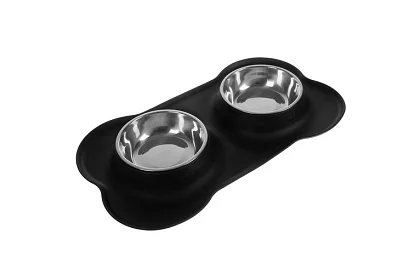 Podwójna miska z podkładką – 2 × 450 ml