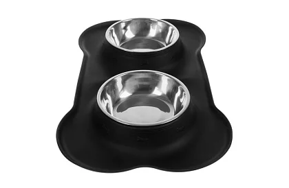 Podwójna miska z podkładką – 2 × 450 ml