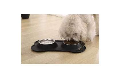 Podwójna miska z podkładką – 2 × 450 ml