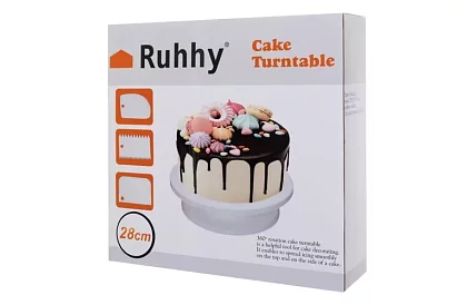Obrotowy talerz do dekoracji tortów + 3 szpatułki