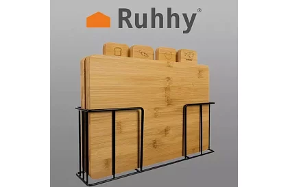 Deski bambusowe do krojenia – zestaw 4 szt. w stojaku