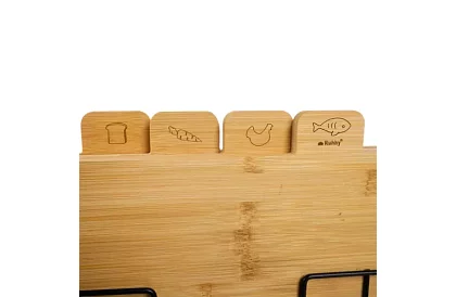 Deski bambusowe do krojenia – zestaw 4 szt. w stojaku