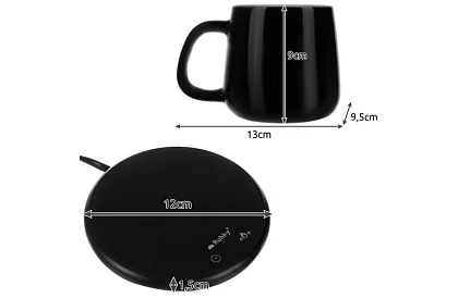 Elektrczny podgrzewacz napojów – zestaw podgrzewacza, kubek, łyżeczka i pokrywka