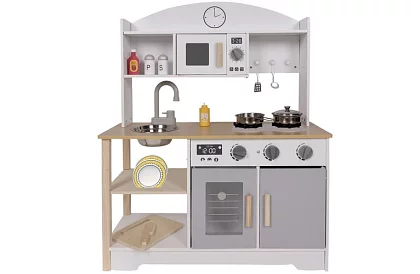 Drewniana kuchnia dla dzieci z akcesoriami