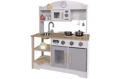 Drewniana kuchnia dla dzieci z akcesoriami