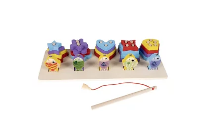 Drewniany sorter w kształcie + gra w ryby