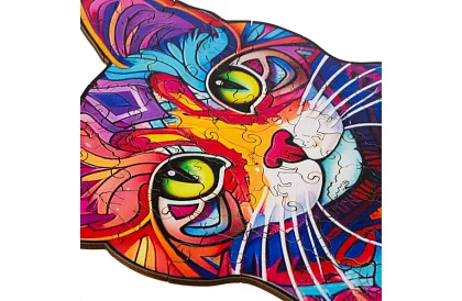 Drewniane puzzle kot – 130 elementów – 38 × 24 cm