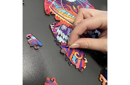 Drewniane puzzle kot – 130 elementów – 38 × 24 cm