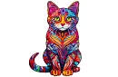 Drewniane puzzle kot – 130 elementów – 38 × 24 cm