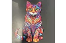 Drewniane puzzle kot – 130 elementów – 38 × 24 cm