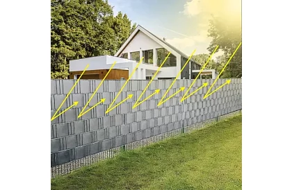 Taśma zaciemniająca na płot szara - panelowa 630 g/m² + klipsy