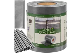 Taśma zaciemniająca na płot szara - panelowa 630 g/m² + klipsy