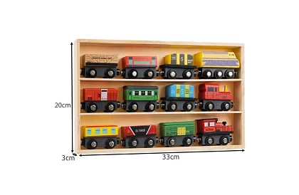 Drewniany pociąg z półką do przechowywania - 13 sztuk w zestawie