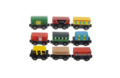 Drewniany pociąg z półką do przechowywania - 13 sztuk w zestawie