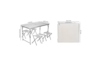 Zestaw kempingowy składany - stół + 4 krzesła